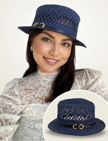 Palarie de soare de lux cu boruri rotunde mici KALINDA LUX (BLEUMARIN) - marime unica, reglabila [1]