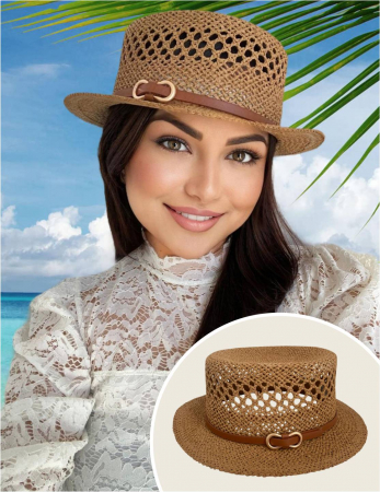 PALARII SOARE - Palarie dama de lux cu boruri rotunde mici KALINDA LUX (MARO aramiu) - marime unica, reglabila