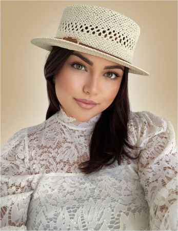 Palarie de soare de lux cu boruri rotunde mici KALINDA LUX (CREM) - marime unica, reglabila [1]