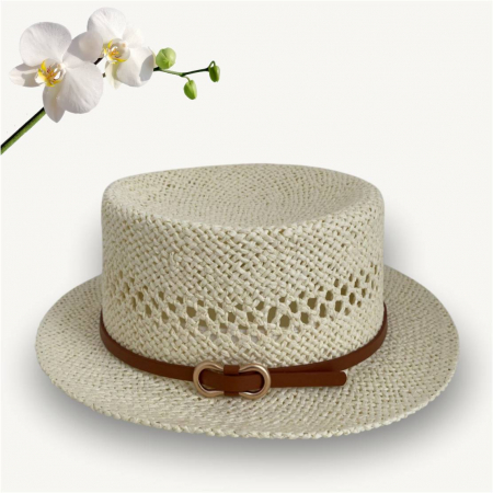 Palarie de soare de lux cu boruri rotunde mici KALINDA LUX (CREM) - marime unica, reglabila [3]