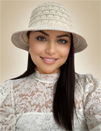 Palarie de soare de lux cu boruri rotunde mici SIDONIA CHIC (CREM) - marime unica, reglabila [1]