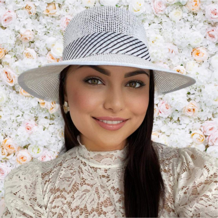 Palarie de soare de lux cu boruri tip sepcuta COCHETTE LUX (ALB) - marime unica, reglabila [1]