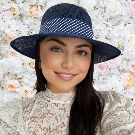 Palarie de soare de lux cu boruri tip sepcuta COCHETTE LUX (BLEUMARIN) - marime unica, reglabila [1]