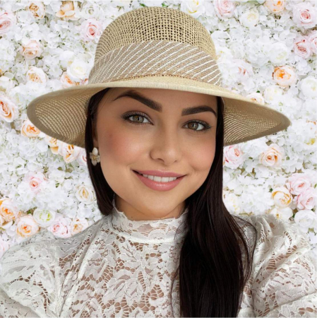 Palarie de soare de lux cu boruri tip sepcuta COCHETTE LUX (CREM inchis) - marime unica, reglabila [1]