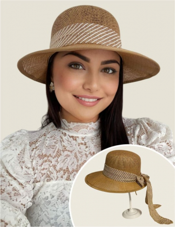 COLECTIA NOUA - Palarie de soare de lux cu boruri tip sepcuta COCHETTE LUX (MARO aramiu) - marime unica, reglabila