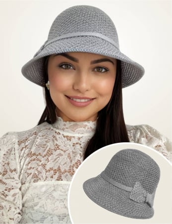 COLECTIA NOUA - Palarie de soare de lux cu boruri tip sepcuta VICTORIA LUX (GRI) - marime unica, reglabila