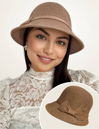 COLECTIA NOUA - Palarie de soare de lux cu boruri tip sepcuta VICTORIA LUX (MARO) - marime unica, reglabila