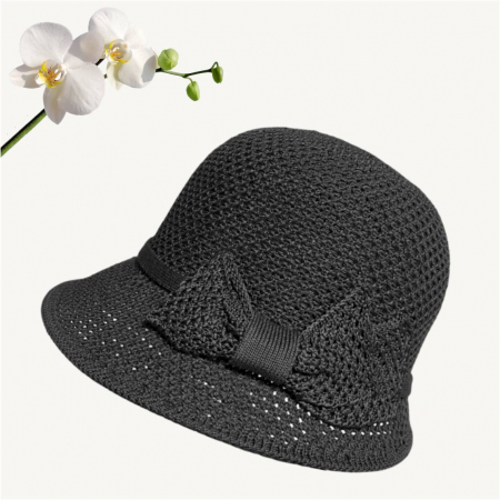 Palarie de soare de lux cu boruri tip sepcuta VICTORIA LUX (NEGRU) - marime unica, reglabila [2]