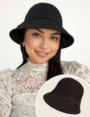 COLECTIA NOUA - Palarie de soare de lux cu boruri tip sepcuta VICTORIA LUX (NEGRU) - marime unica, reglabila