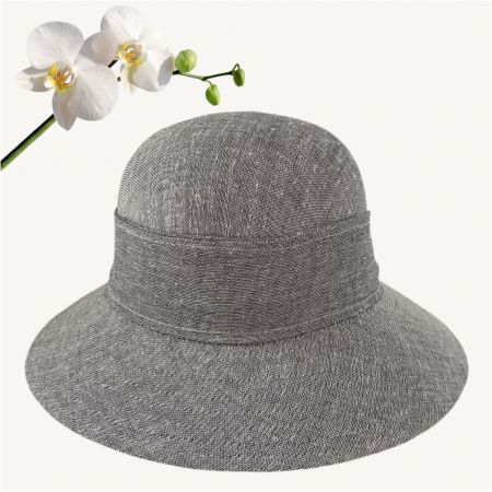 Palarie de soare de lux din in cu semifunda PERLA LUX (GRI perlat) - marime unica, reglabila [3]