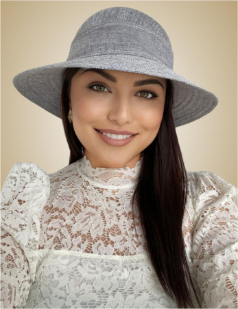 Palarie de soare de lux din in cu semifunda PERLA LUX (GRI perlat) - marime unica, reglabila [1]