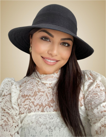 Palarie de soare de lux din in cu semifunda PERLA LUX (NEGRU) - marime unica, reglabila [1]