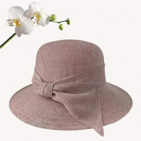 Palarie de soare de lux din in cu semifunda PERLA LUX (ROZ perlat) - marime unica, reglabila [1]