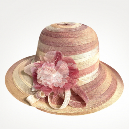 Palarie de soare de lux din organza satinata VENETIA CHIC (ROZE+CREM) - marime unica, reglabila [4]