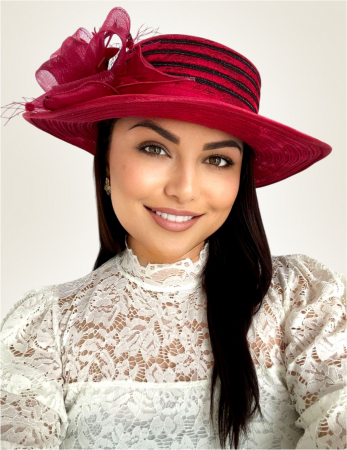 PALARII SOARE - Palarie de soare de lux din organza Sofia Lux  (GRENA) - marime unica, reglabila