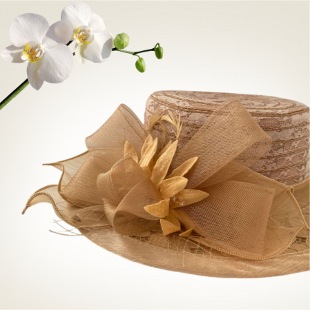 Palarie de soare de lux din organza Sofia Lux  (MARO cappucino) - marime unica, reglabila [3]