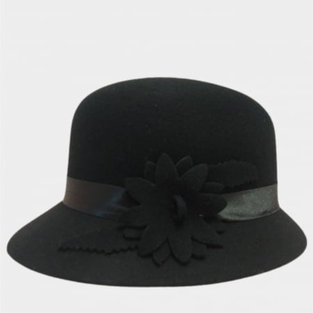 Palarie din fetru lux cu boruri delicate BARONESS LUX (NEGRU) - marime unica, reglabila [3]