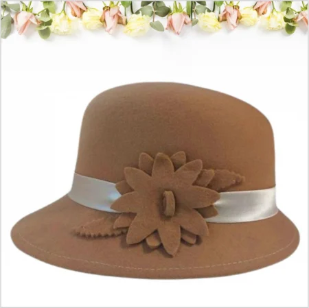 Palarie din fetru lux cu boruri delicate BARONESS LUX (MARO cappuccino) - marime unica, reglabila [2]