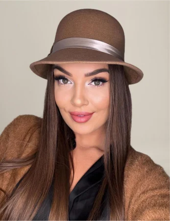Palarie din fetru lux cu boruri delicate BARONESS LUX (MARO cappuccino) - marime unica, reglabila [1]