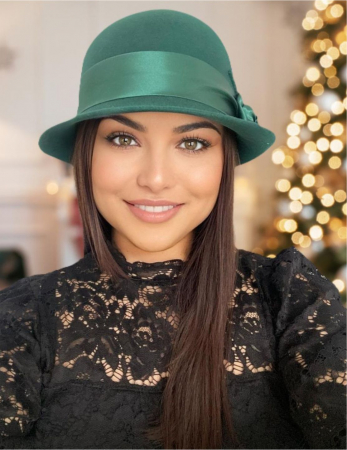 PALARII NOBLESS LUX - Palarie din fetru lux cu panglica din satin NOBLESS LUX (VERDE) - marime unica, reglabila