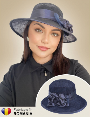 PALARII SOARE - Palarii dama boruri mari LADY ROSE-palarie bleumarin, reglabila