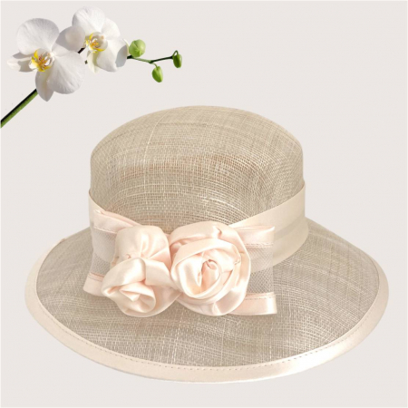 Palarii dama boruri mari LADY ROSE-palarie crem, reglabila [3]