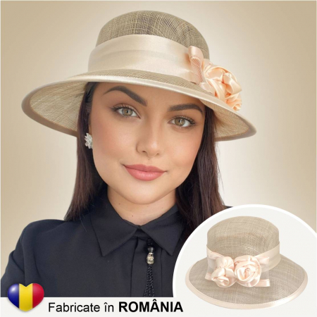 Palarii dama boruri mari LADY ROSE-palarie crem, reglabila [1]