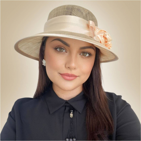 Palarii dama boruri mari LADY ROSE-palarie crem, reglabila [2]