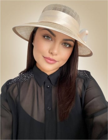 Palarii dama boruri mici AURORA-palarie crem, reglabila [1]