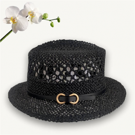Palarie de soare de lux cu boruri rotunde mici KALINDA LUX (NEGRU) - marime unica, reglabila [3]