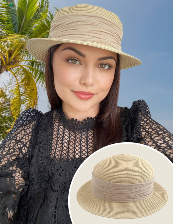 Cele mai vandute - Palarie dama  tip canotiera ZINA LUX-palarie crem, reglabila