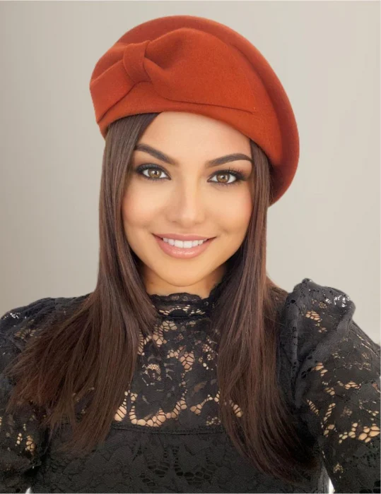 Palarie toca din fetru lux cu funda eleganta PRINCESS LUX (CARAMIZIU) - marime unica, reglabila [1]