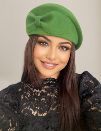 Palarie toca din fetru lux cu funda eleganta PRINCESS LUX (VERDE aprins) - marime unica, reglabila [1]