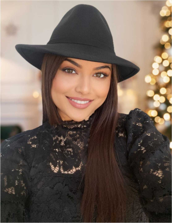NOUA COLECTIE - Palarii dama din fetru lux MISS ITALY (NEGRU + 10 culori) - marime unica, reglabila