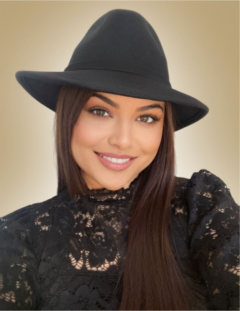 Palarii dama din fetru lux MISS ITALY (NEGRU + 10 culori) - marime unica, reglabila [1]