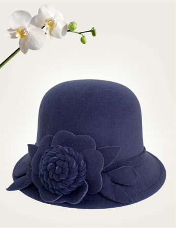 Palarie dama fetru Rose-palarie bleumarin, palarie reglabila [3]