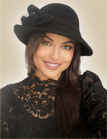 Palarie dama fetru Elegance-palarie neagra, reglabila [1]