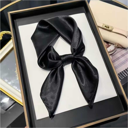 TOCI CONTESA - Esarfa eleganta de dama din matase, 60*60 cm, NEGRU