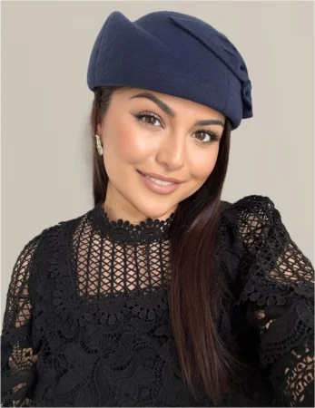 Palarii dama tip toca din fetru lux PARISIENNE LUX (BLEUMARIN) - marime unica, reglabila [1]