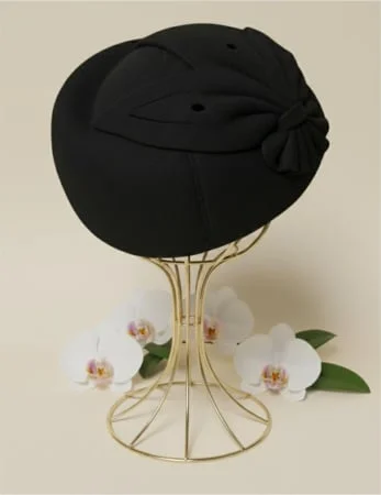 Palarii dama tip toca din fetru lux PARISIENNE LUX (NEGRU) - marime unica, reglabila [2]