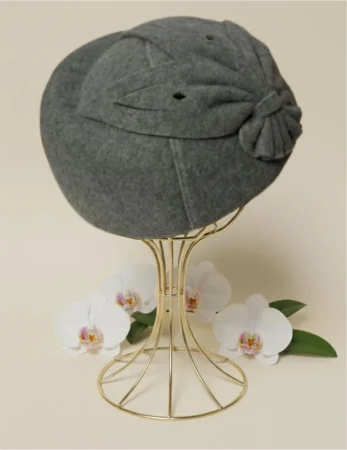 Palarii dama tip toca din fetru lux PARISIENNE LUX (GRI perlat) - marime unica, reglabila [2]