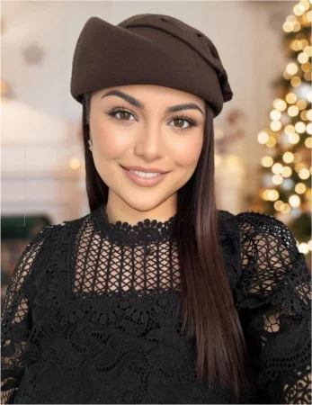 PALARII MODERNE - Palarii dama tip toca din fetru lux PARISIENNE LUX (MARO mahon) - marime unica, reglabila