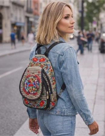 RUCSACURI - Rucsac elegant de dama - Fantezie Chic - Rosu