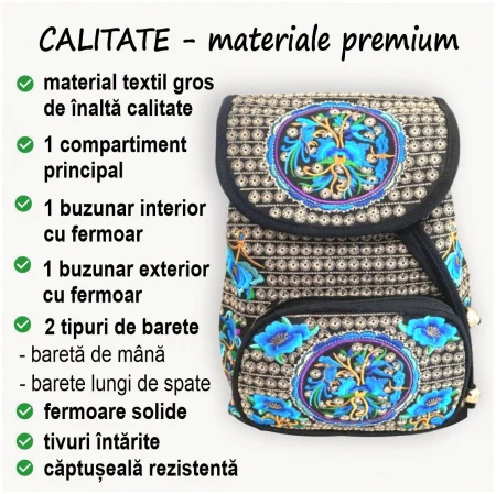 Rucsac  elegant de dama - Fantezie - Albastru [3]