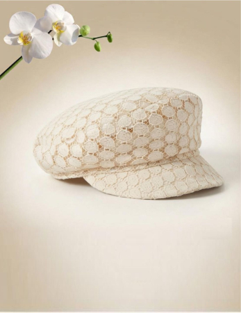 Sapca eleganta din bumbac dantelat (CREM) - marime unica, REGLABILA [3]