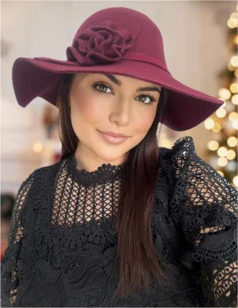 PALARII MODERNE - Palarie dama cu boruri elegante SABRINA CHIC (GRENA) - marime unica, reglabila