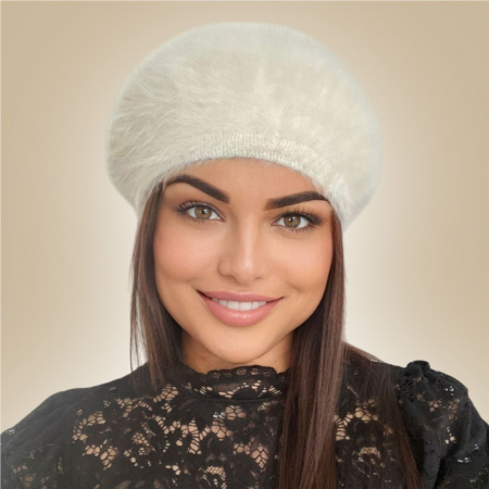 Set 2 caciuli din lana de Angora - Princess Duo (NEGRU+CREM) - marime universala [4]