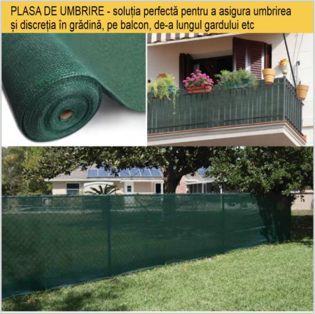 Plasa de Umbrire Universala in rola de 10/25/50 metri, din material HDPE de inalta calitate, opacitate 65%, protectie UV, rezistenta soare, vant si alte intemperii [2]