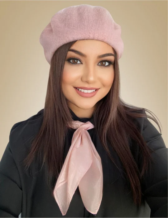 SETURI cu BERETE si SEPCI - Set elegant BERETA + ESARFA (ROZ prafuit)