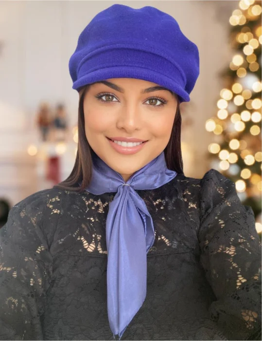 SETURI cu BERETE si SEPCI - Set elegant SAPCA+ESARFA Miss Jollie (ALBASTRU)